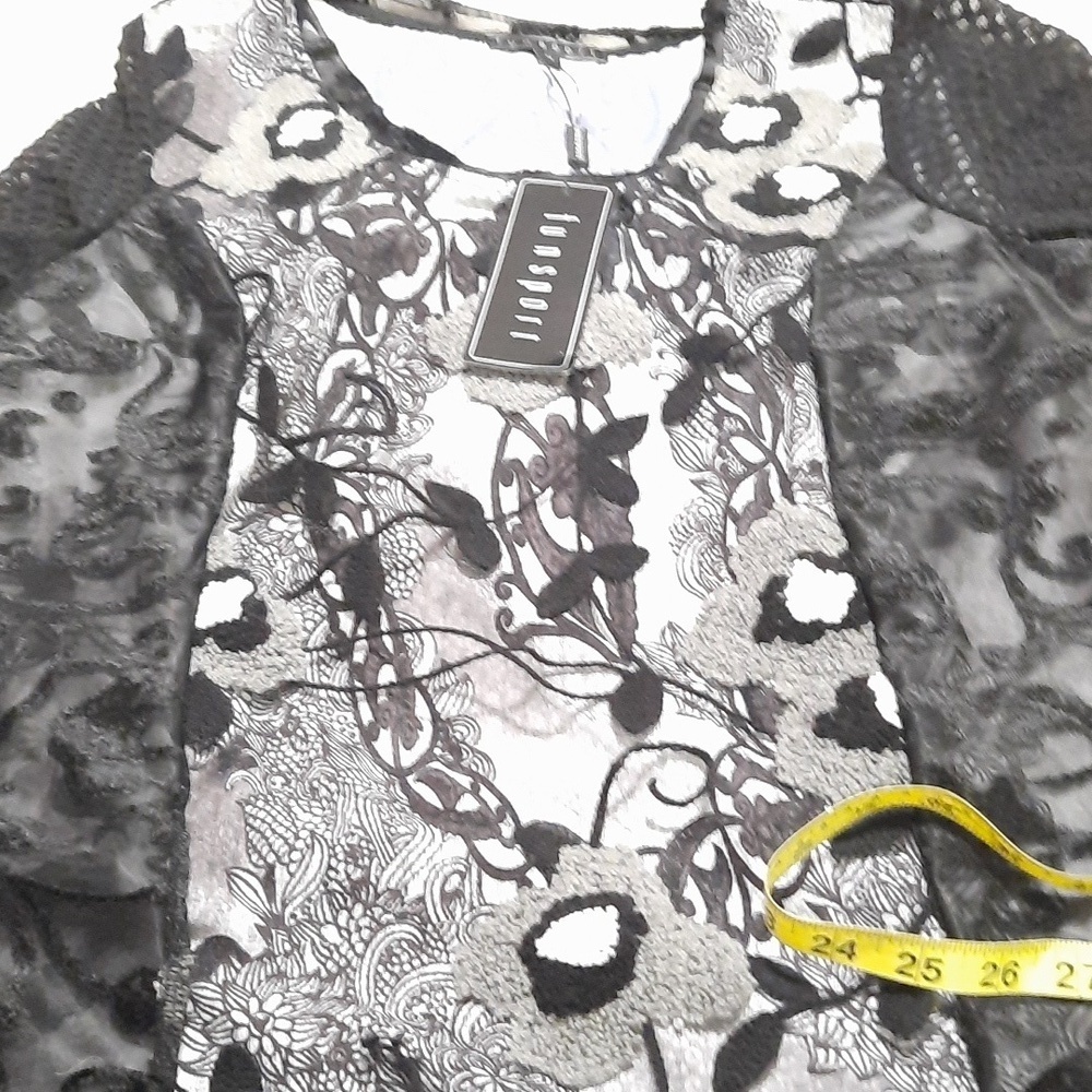 Funsport Black and Gray Lace Top - Picture 7 of 9